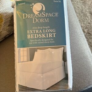Dream Space Dorm Extra Long Bed Skirt - Twin Xl - White